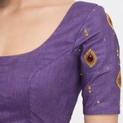 Purple Aari Embroidered Tussar Silk  Blouse 10077760