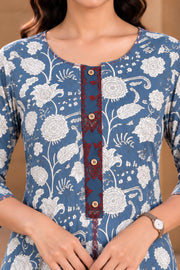 Blue Hand Block Printed Cotton Printed Kurta 10077681