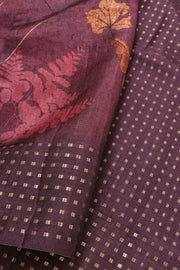 Purple Printed Semi Tussar Silk Saree 10077990