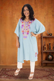 Blue Sozni Embroidered Crepe Silk Kaftan 10064733