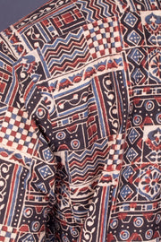 Black Half Sleeve Ajrakh Printed Cotton Mens Shirt 10071089