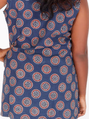 Blue Ajrakh Printed Women Sleevless Shirt 10077188
