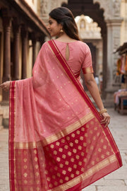 Blush Bloom Pink Mysore Crepe Silk Saree With Floral Motifs 10076255