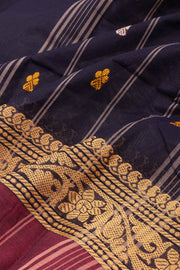 Black Handloom Chettinad Cotton Saree Without Blouse 10075168