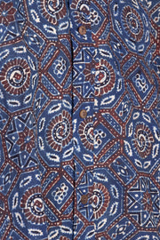 Blue Half Sleeve Ajrakh Printed Cotton Mens Shirt 10071095