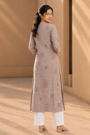 Brown Hand Embroidered Cotton Kurta 10077676