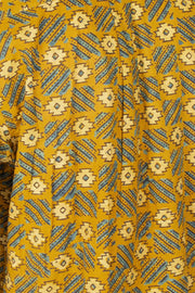 Mustard Yellow Half Sleeve Ajrakh Printed Cotton Mens Shirt 10071098