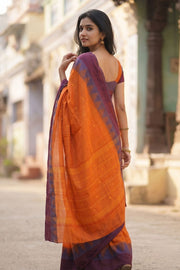Orange Handloom Chettinad Cotton Saree 10077354