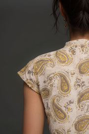 Beige Hand Block Vanaspathi Printed Cotton Blouse 10074480