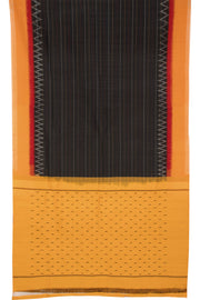 Black with Yellow Handloom Pochampally Ikat Cotton Saree - Avishya