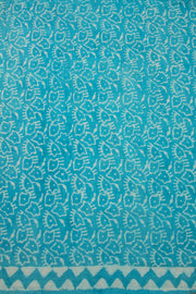 Vivid Sky-Blue Dabu Print Kota Cotton Saree 10074183