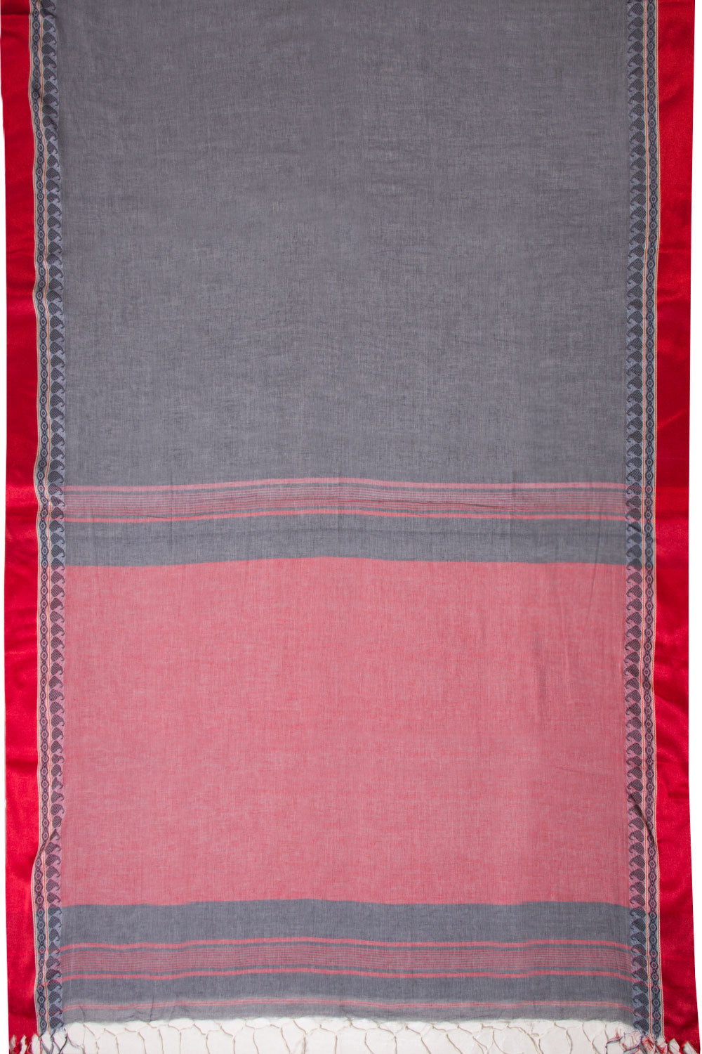 Grey Shantipur Tant Bengal Cotton Saree 10069063 - Avishya