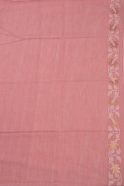Pink Handloom Jamdani Linen Saree 10074654