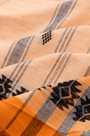 Peach Dhaniakhali Cotton Sarees Without Blouse 10075206