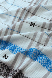 White Dhaniakhali Cotton Sarees Without Blouse 10075209