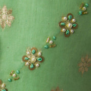 Green Embroidered Banarasi Silk Cotton Blouse - Avishya