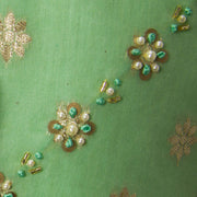 Green Hand Embroidered Banarasi Silk Cotton Blouse 10077762