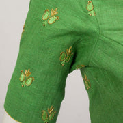 Green Aari Embroidered Tussar Silk Blouse 10077728