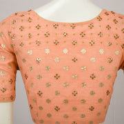 Peach Hand Embroidered Silk Cotton Blouse - Avishya