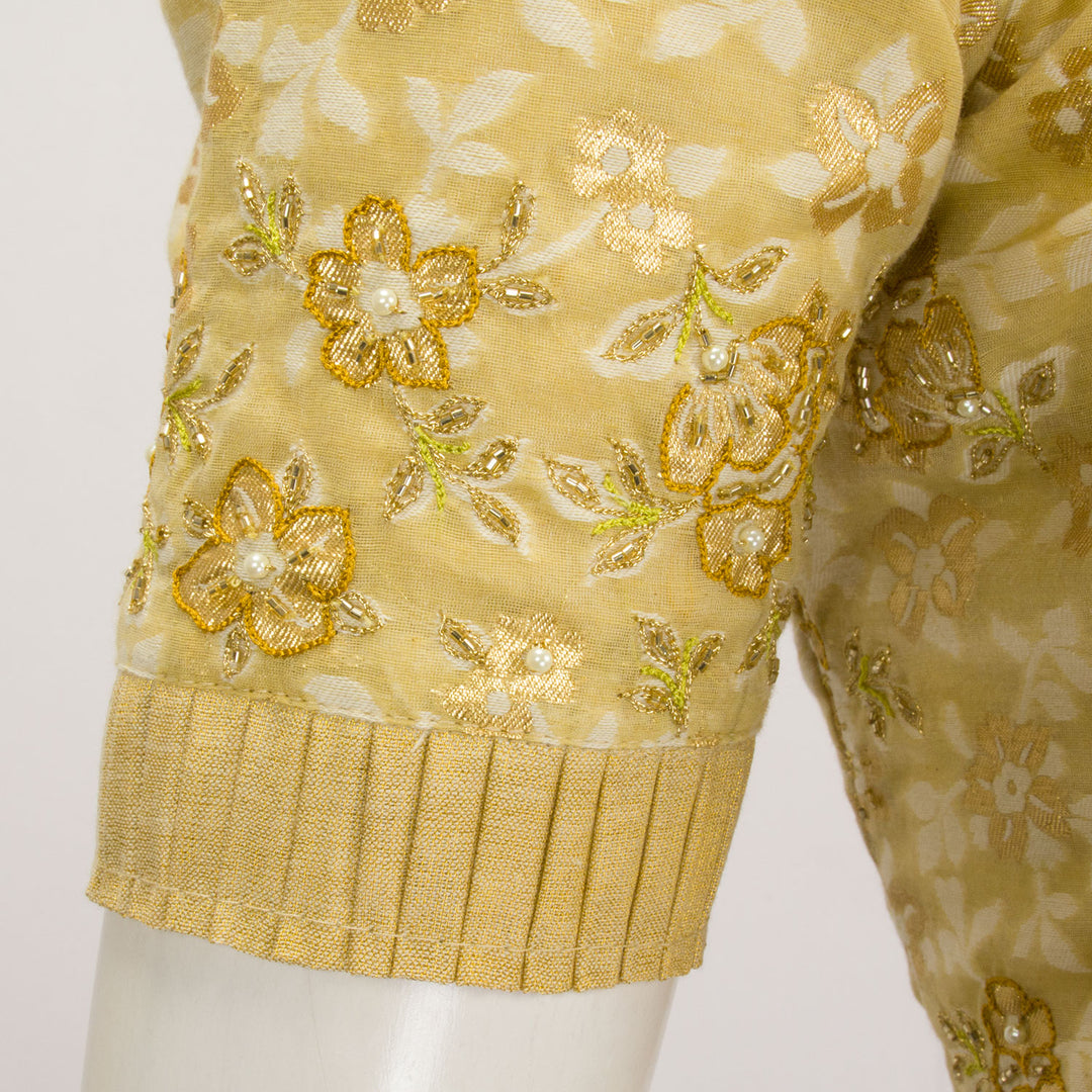 Yellow Embroidered Tussar Silk Blouse - Avishya