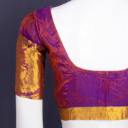 Royal Berry Purple Kanjivaram Silk Blouse With Leaf Design and Paisley Border 10076652