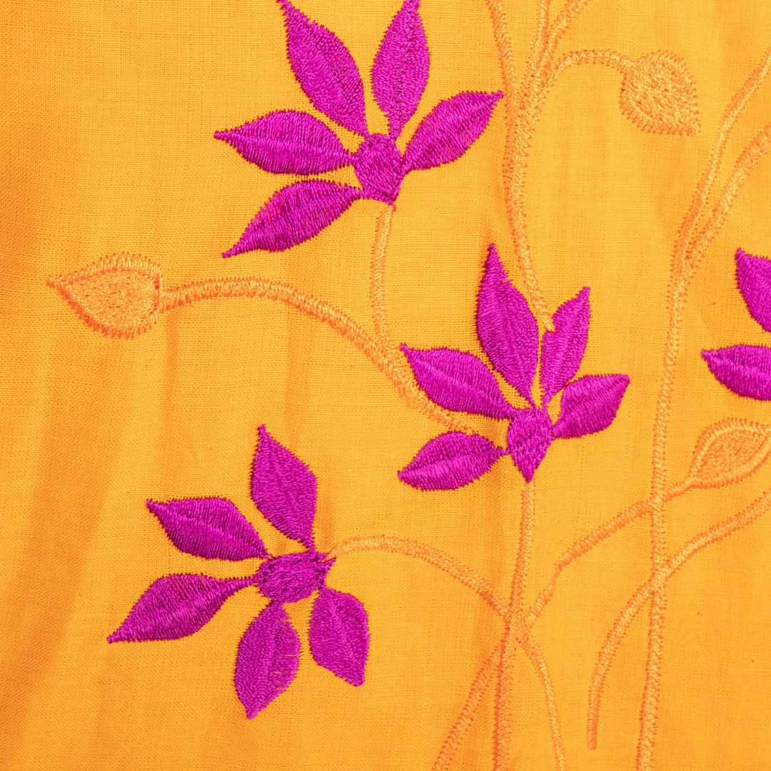 Yellow Embroidered Mangalgiri Cotton Blouse 10068954 - Avishya