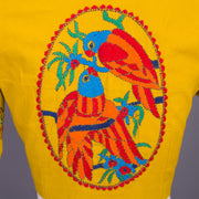 Yellow Kantha Embroidered Cotton Blouse 10068985 - Avishya