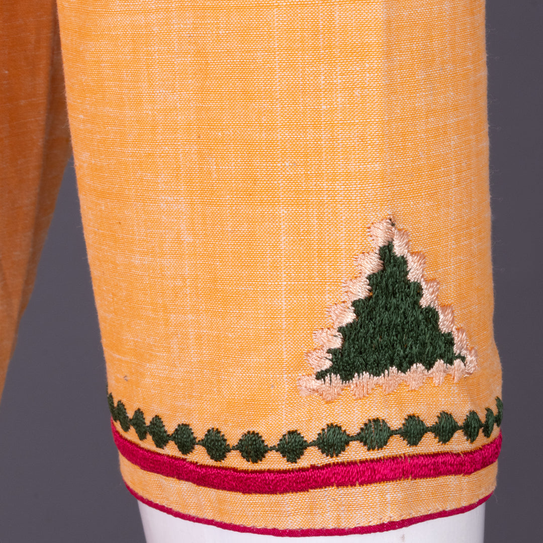 Orange Embroidered Cotton Blouse 10069470 -Avishya