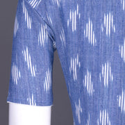 Blue Handcrafted Ikat Cotton Blouse 10069582 - Avishya
