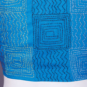 Blue Kantha Embroidered Tussar Blouse 10069586 - Avishya
