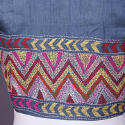 Grey Kantha Embroidered Tussar Blouse 10069588 - Avishya