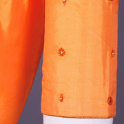 Orange Aari Embroidered Silk Blouse 10077742