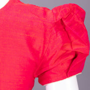 Pink Handcrafted Raw Silk Blouse 10077754