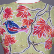Sage Green Batik Handpainted Cotton Blouse 10070210  - Avishya