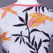 Cloud Grey Batik Handpainted Cotton Blouse 10070218  - Avishya