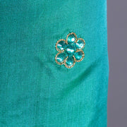 Ocean Blue Aari Embroidered Tussar Silk Blouse 10077730