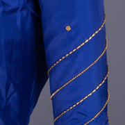 Bright Blue Aari Embroidered Tussar Silk Blouse 10077724