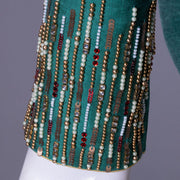 Teal Green Aari Embroidered Tussar Silk Blouse 10077720