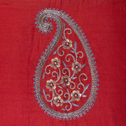 Maroon Aari Embroidered Mangalgiri Cotton Blouse 10077721