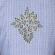 Grey Slub Cotton Embroidered Blouse