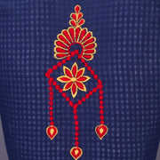 Navy Blue Slub Cotton Hand Embroidered Blouse