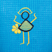 Blue Slub Cotton Embroidered Blouse