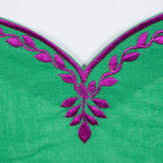 Green Slub Cotton Embroidered Blouse 10071388