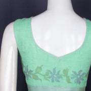 Blue Handcrafted Linen Blouse 10072218