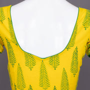 Yellow Kutchi Hand Block Printed Cotton Blouse 10072229