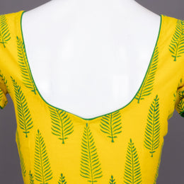 Yellow Kutchi Hand Block Printed Cotton Blouse 10072229