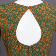Green Kutchi Hand Block Printed Cotton Blouse 10072454