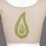 Brown Slub Cotton Embroidered Blouse 10072483