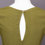 Green Handcrafted Slub Cotton Solid Style Blouse 10073191