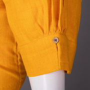 Yellow Handcrafted Slub Cotton Solid Style Blouse 10073192